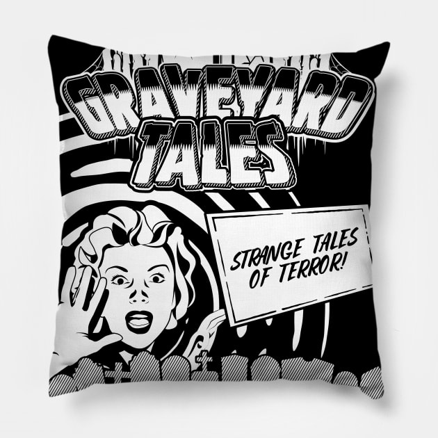 Pulp-Horror Design Pillow by GraveYard Tales