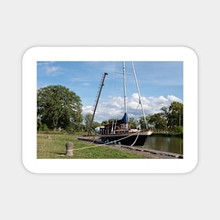 Old sailboat at the dock in Söderköping, Göta Canal in Sweden Magnet