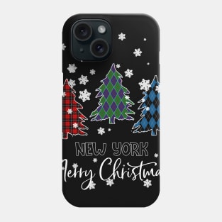 New York Merry Christms Buffalo Plaid Xmas Tree  Phone Case