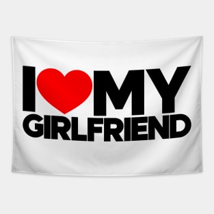 I Love My Girlfriend Red Hearts Love Couple Tapestry