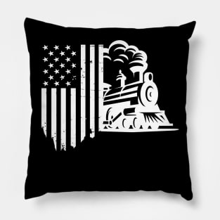 railroad spike american flag Train Gift for railway workers Pillow