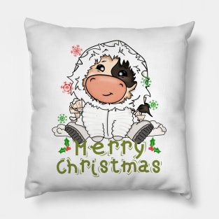 Kids Cow Christmas Cute Cow Merry Christmas Xmas Matching HO HO HO Pillow