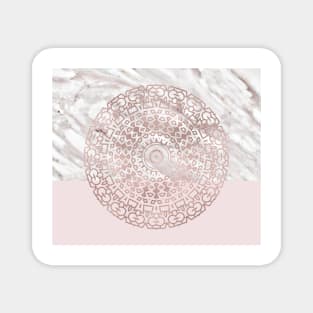 Rose gold mandala - blush pink & marble Magnet