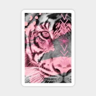 Blush pink - black & white - 1990s tiger Magnet