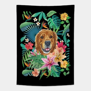 Tropical Golden Retriever 1 Tapestry