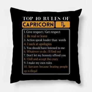 Top 10 Rules Of Capricorn, Capricorn Facts Traits Pillow