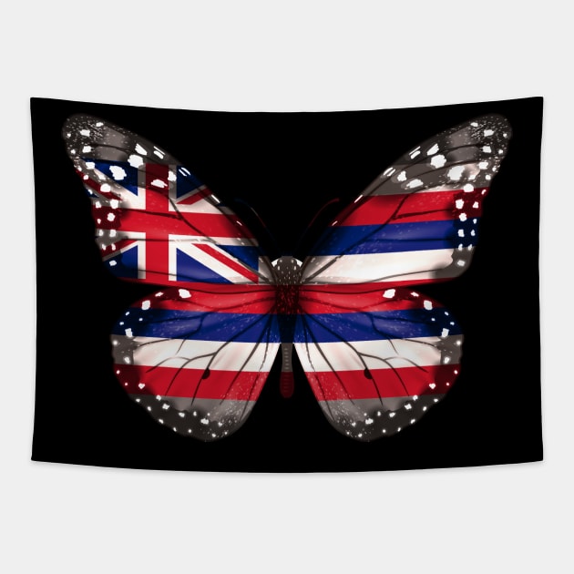 Hawaii Flag Butterfly - Gift for Hawaiian From Hawaii HI Tapestry by Country Flags