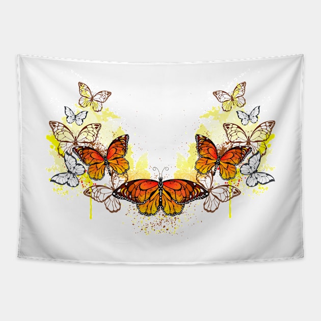 Symmetrical Pattern of Butterflies Monarchs Tapestry by Blackmoon9