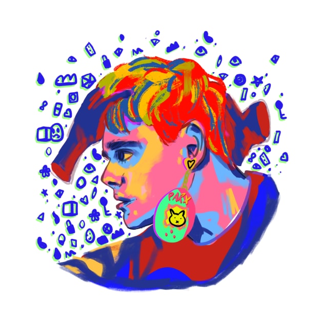 awsten knight rainbow tamagotchi portrait (round) by mol842