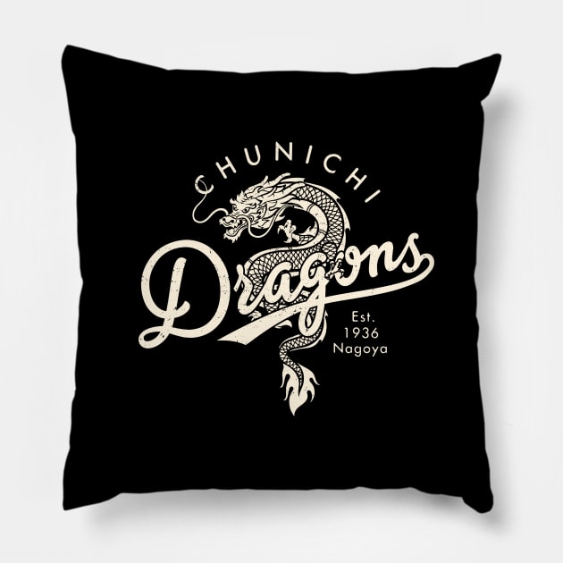 Vintage Chunichi Dragons 2 by © Buck Tee Originals Pillow by Buck Tee