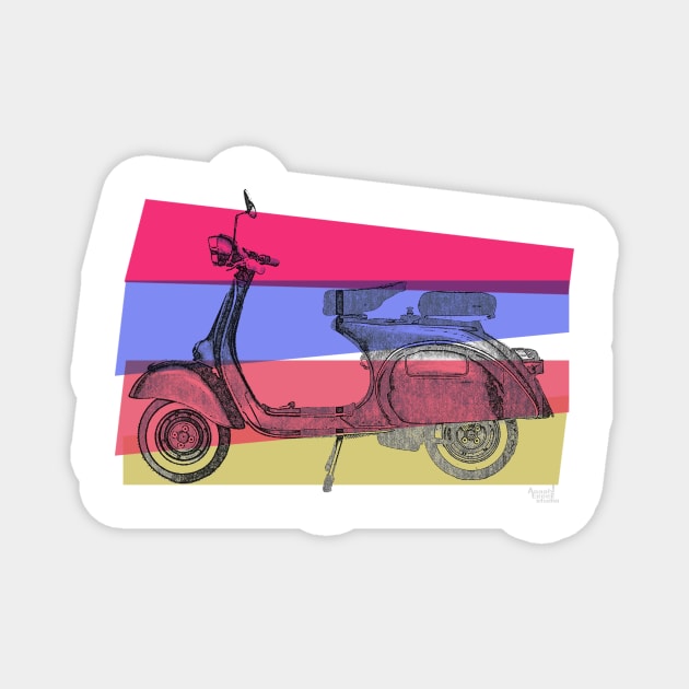 Scooter Vespa on pink and purple Magnet by AaaahEeeekStudio