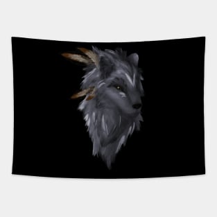 The Native Wolf (colored grey version) Tapestry