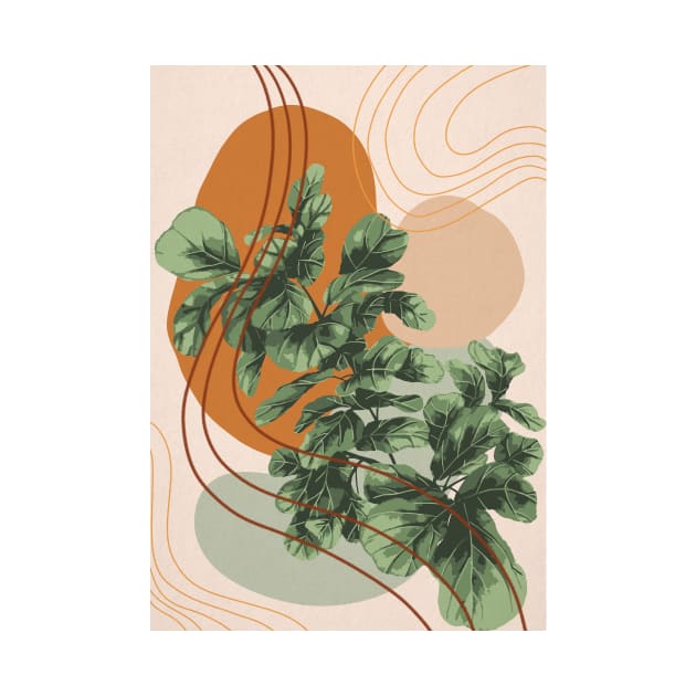 Mid Century Modern, Abstract Plant Illustration, Fiddle Leaf Fig Art by gusstvaraonica