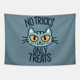 No Tricks Only Treats Cat Humor Tapestry