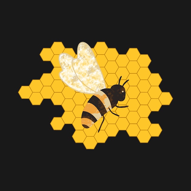 Cute Black Bee on Yellow Honeycomb by Designs_by_KC