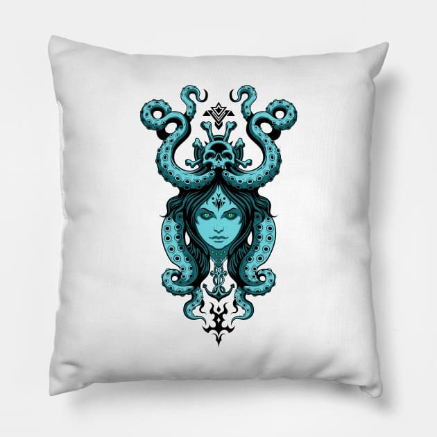 Octopus-girl Pillow by EvgeniiZhdanov