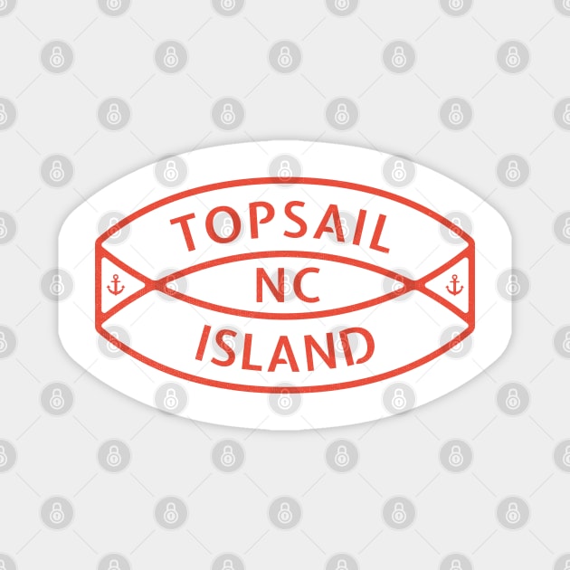 Topsail Island, NC Summertime Vacationing Anchor Ring Magnet by Contentarama