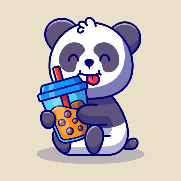 Cute Panda Hug Boba Milk Tea Cartoon by Catalyst Labs