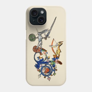 WEIRD MEDIEVAL BESTIARY Killer Rabbits With Sword and Bow Phone Case