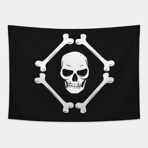 Skull and bones pattern black and white Tapestry by MariaMahar