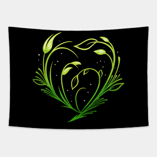 Green Plants Forming Heart - Vegetarian Go Vegan Tapestry