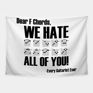 We Hate F Chords (Black Font) Tapestry