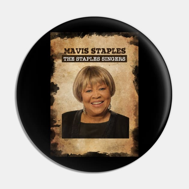 Vintage Old Paper 80s Style Mavis Staples Pin by Madesu Art