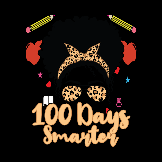 100 Days Smarter Girls Messy Bun Hair 100th Day Of School by Artyui