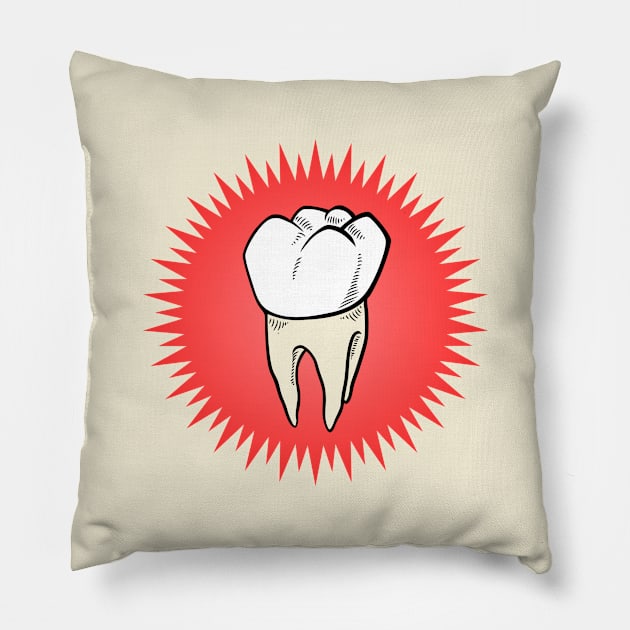 Molar freshly extracted on a red starburst Pillow by redhomestead