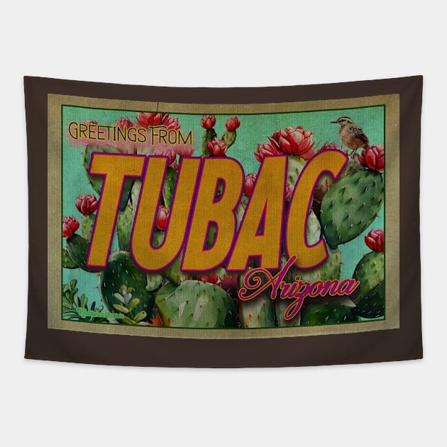 Greeting From Tubac, Arizona Tapestry by Nuttshaw Studios