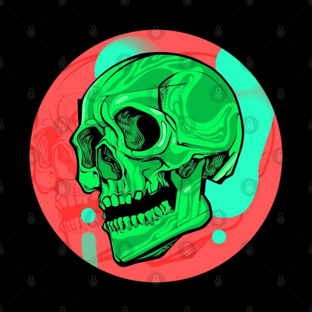 Green Neon Skull by DashaSliva