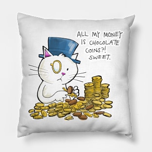 Dapper Cat - Chocolate coins Pillow