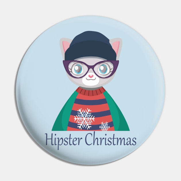 Merry christmas and Happy new year _ Hipster Christmas cat lover with glasses Pin by NaniMc