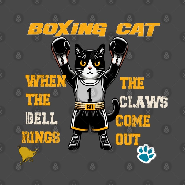 funny cat Boxing cat when the bell rings the claws come out by WOLVES STORE