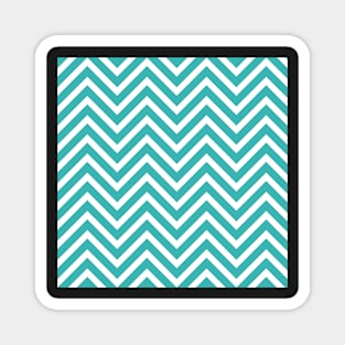 Turquoise Sea Green and White Chevron Pattern Magnet