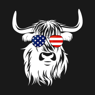 Oh My Stars Cow Shirt, Highland Cow shirt, Highland Cow With 4th July, American Flag Shirt, Fourth Of July Tee, Independence Day T-Shirt