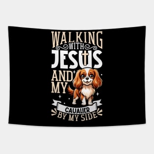 Jesus and dog - Cavalier King Charles Spaniel Tapestry