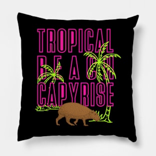 Capybara Wild Animal Summer Paradise Tropical Beach Capyrise Pillow