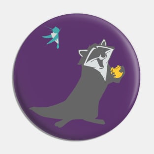 Bird and Raccoon Pin