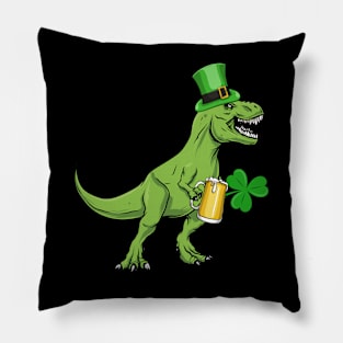 Dinosaur Tyrannosaurus Beer rex T rex Funny St Patrick's Day Pillow