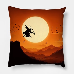 Samurai Silhouette #11 Pillow