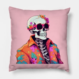 preppy skeleton Pillow