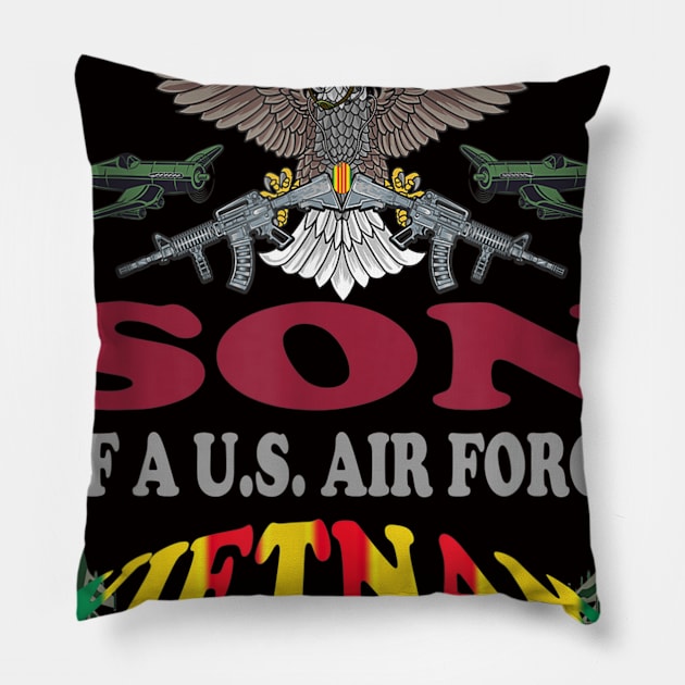 Vintage Super Proud Son of a U.S. Air Force Vietnam Veteran Pillow by Christyn Evans