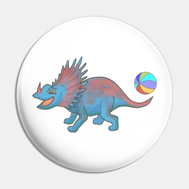 Blue Dinosaur Playing with a Beach Ball Pin by andreeadumez