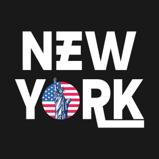 New York - American Flag Statue of Liberty T-Shirt