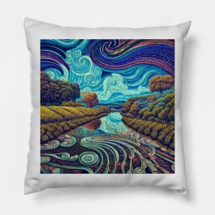 Beautiful swirl Rustic Landscape Pillow