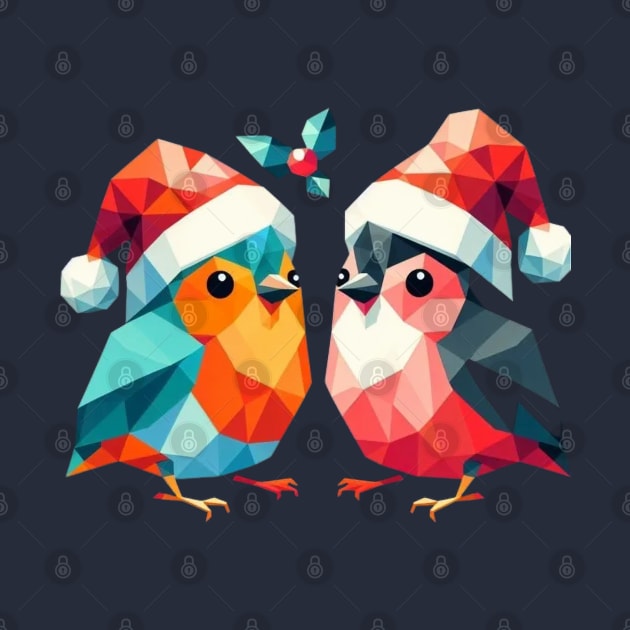 Christmas Cute Santa Birds by fadinstitute