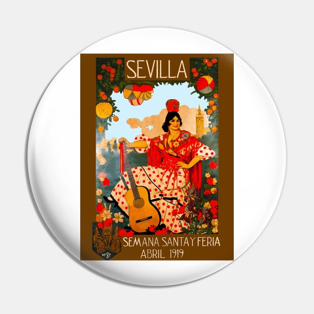 Sevilla - Seville, Spain Poster for April 1919 Holy Week and Fair (Semana Santa y Feria) Pin by Naves