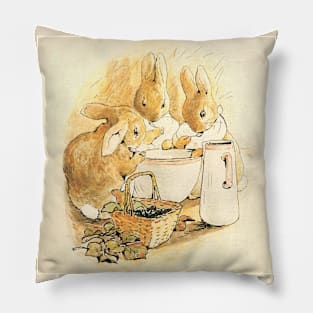 Rabbits and Milk Pudding by Beatrix Potter Pillow