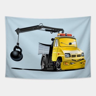 Cartoon Lkw Truck with Crane Tapestry